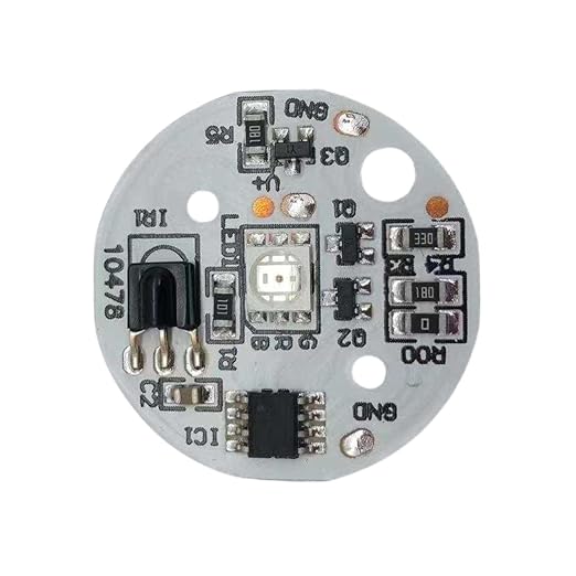 SNOOGG DC 5V RGB Multicolour PCB LED light circuit DOB board with IR 24keys remote control Diameter 31mm for 3D NIght light Moon lamp and more …