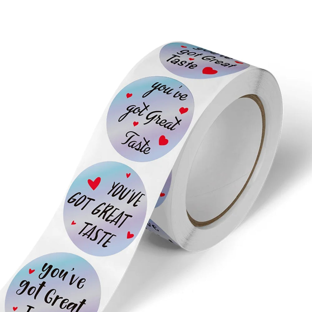 SNOOGG 1 Inch Holographic Rainbow Silver self Adhesive Stickers Pattern You've Got Great Taste Stickers for Small Business, Online Sellers, Boutiques, Crafts, Gifts & More (200)