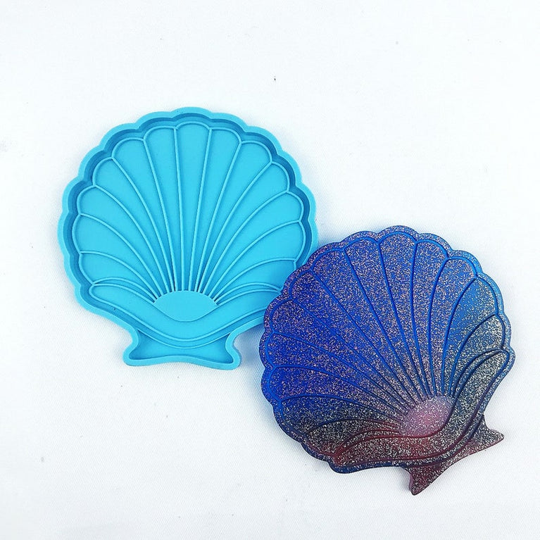 SNOOGG Pack of 1 Silicone Moulds in Seashell coster 4in Shape for Epoxy Resin Art, DIY, Casting ,Making Coaster,  , Cup Mat and more ..
