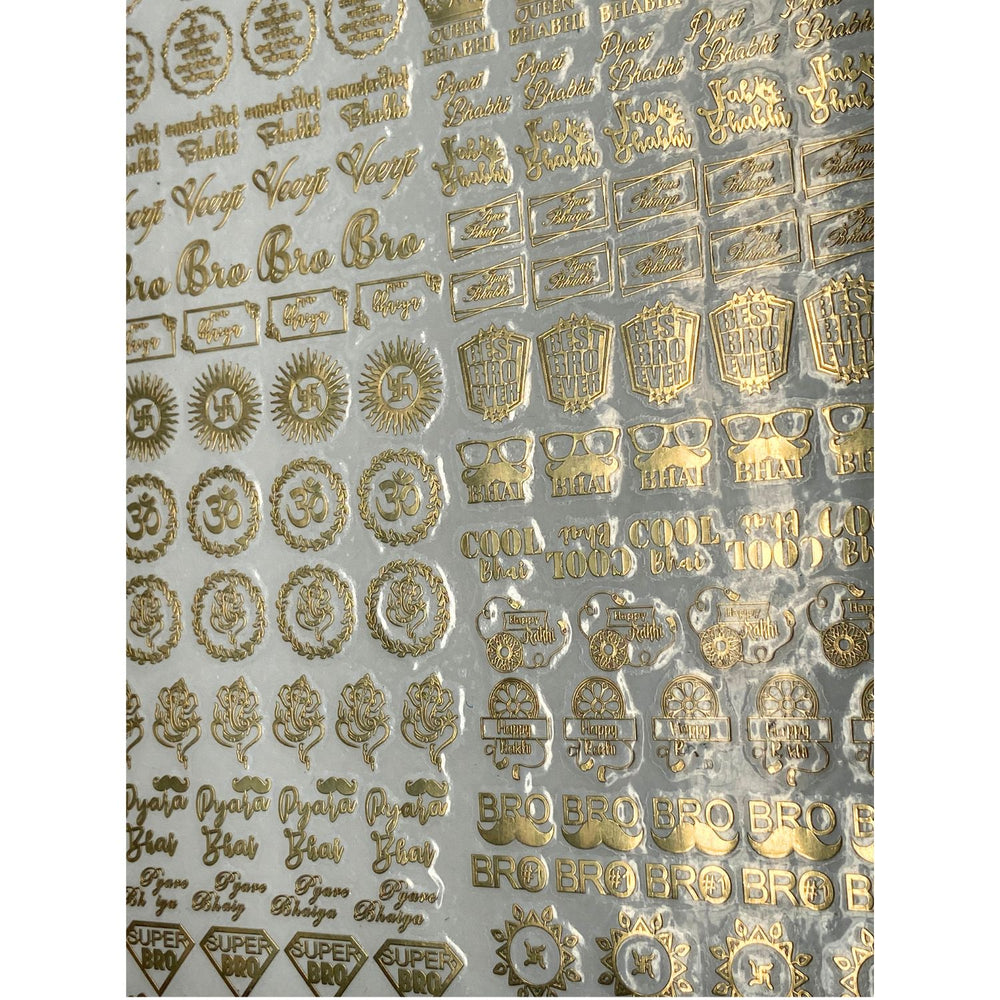 Gold Metal Stickers on A4 Sheet – Ideal for Raksha Bandhan Rakhi Making, Resin Art, Greeting Card Decoration, Gift Packaging, Festival Crafts & DIY Projects – Choose Your Design Style Carefully