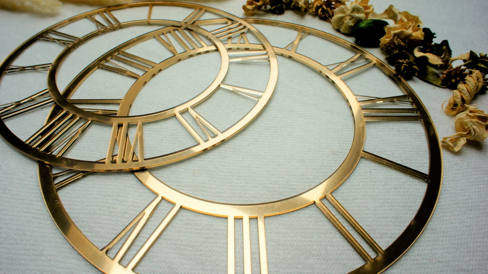 acrylic gold mirrored qualitey laser cut gold roman numeral style rings size 9 inch pack of