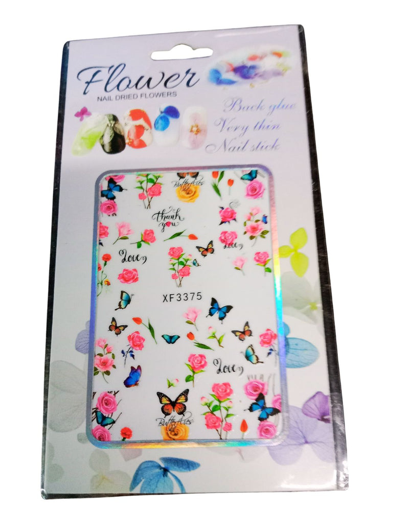 pink and blue butterfly nail art sticker