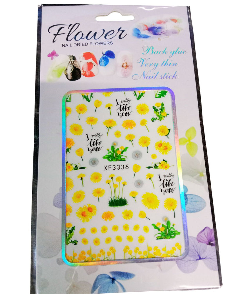 beautifull yellow flower nail art sticker