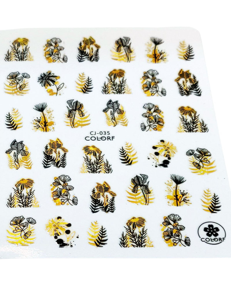 black golden tree nail art sticker size 4 3 10 pack 36 pcs