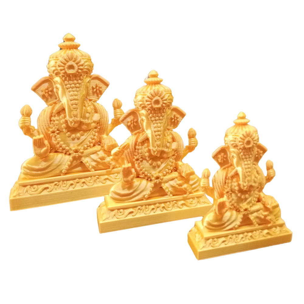 SNOOGG 3, 4, 5 Inch Set of Three Idol Statue of Lord Ganesh for Resin Art Works, Religious Art, Gifting, and More – Gold