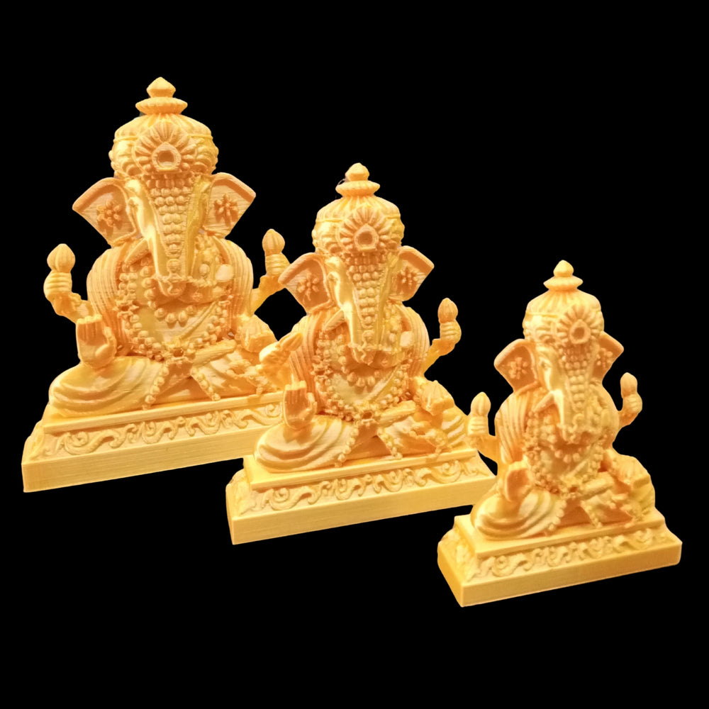 SNOOGG 3, 4, 5 Inch Set of Three Idol Statue of Lord Ganesh for Resin Art Works, Religious Art, Gifting, and More – Gold