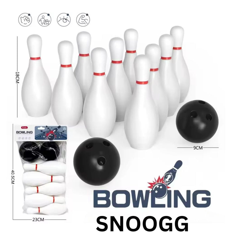 SNOOGG 18 CM - 9 Inch Portable Indoor Outdoor Kids Bowling Set, 10 Pin & 2 Balls - Educational Sports Game & Interactive Learning Toy Gift for Lawn Activities & Party Favors