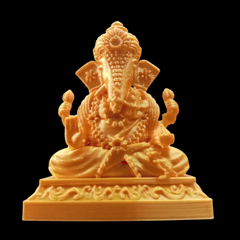 SNOOGG 3 Inch Lord Ganesh Statue 3D Gold Sculpture for Hindu Religion, Great for Art & Craft, Gifting, Return Gift, Temple, Decoration, and DIY