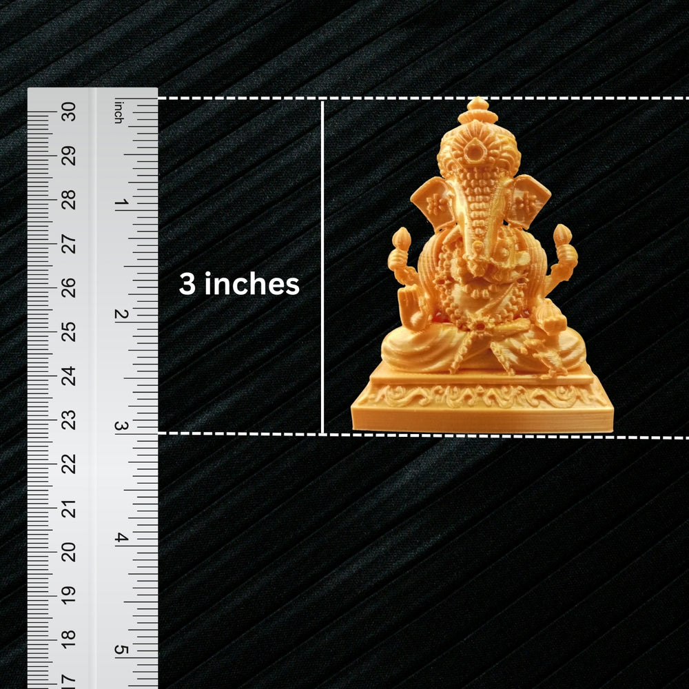 SNOOGG 3 Inch Lord Ganesh Statue 3D Gold Sculpture for Hindu Religion, Great for Art & Craft, Gifting, Return Gift, Temple, Decoration, and DIY