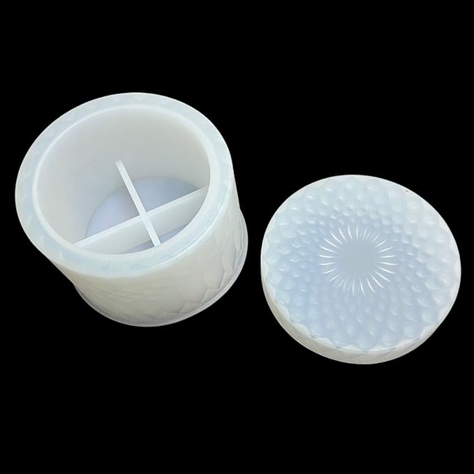 snoogg Resin Jar Mold Box Resin Mould Jewelry with Lid Trinket Storage Box Silicone Mould Round Container Resin Mould Epoxy Casting Silicone Jar Mould for Candle Holder DIY