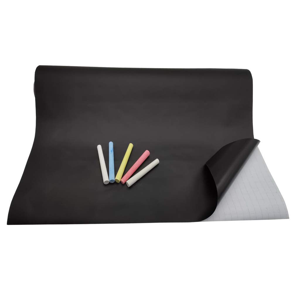 snoogg removable chalkboard contact paper roll with 5 colorful chalks self adhesive blackbo