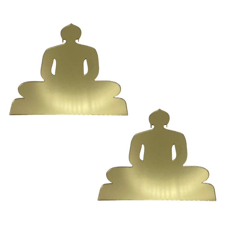 SNOOGG Size 3.5 Inch Golden Acrylic cutout of 24 Thirthankar Lord Mahavir swami pack of 2