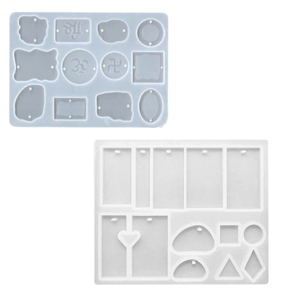 SNOOGG Om Shree Rakhi and 13 Cavity Jewellery Mold for Silicone Epoxy Resin Rakhi Jewelry Necklace & Keychain and More