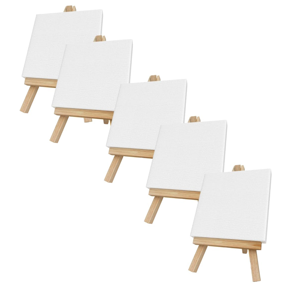 mini canvases with 5 inch easel sets for painting small art stretched canvases panels pack