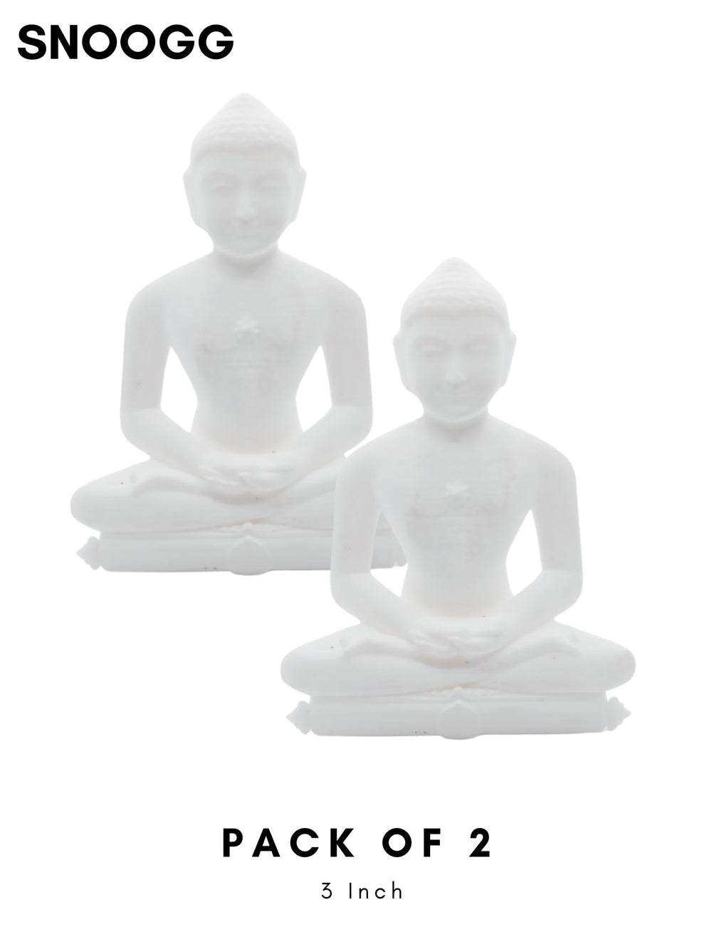 snoogg pack of 2 3d 3 inch white mahaveer jain mahavir swami murti statue idol sculpture fi