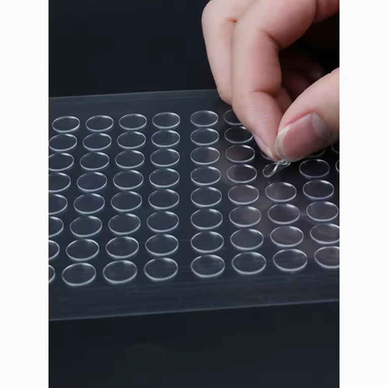 SNOOGG Nano Dot Stickers: Clear Round & Square Double-Sided Gel Adhesive, Removable & Reusable Multipurpose Dots for Wood, Glass, Walls, Crafts, Party & Festive Decor (70, 15 MM)