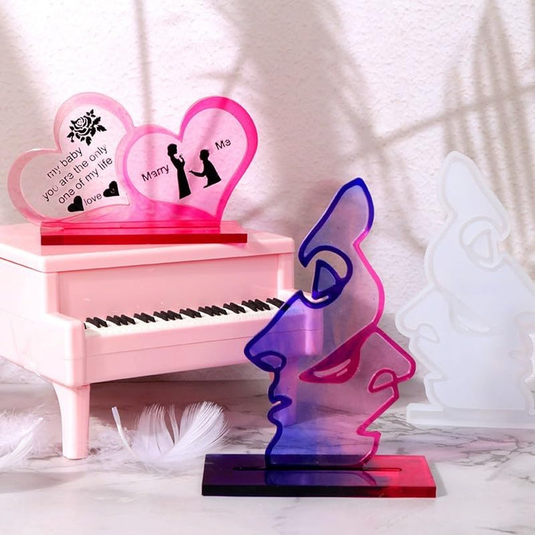 SNOOGG I Heart Shapes Picture Photo Frame Resin Mold Picture Frame Silicone Mold Epoxy Casting Mold for DIY Home Table Decor Handicrafts Making (Heart-Frame)