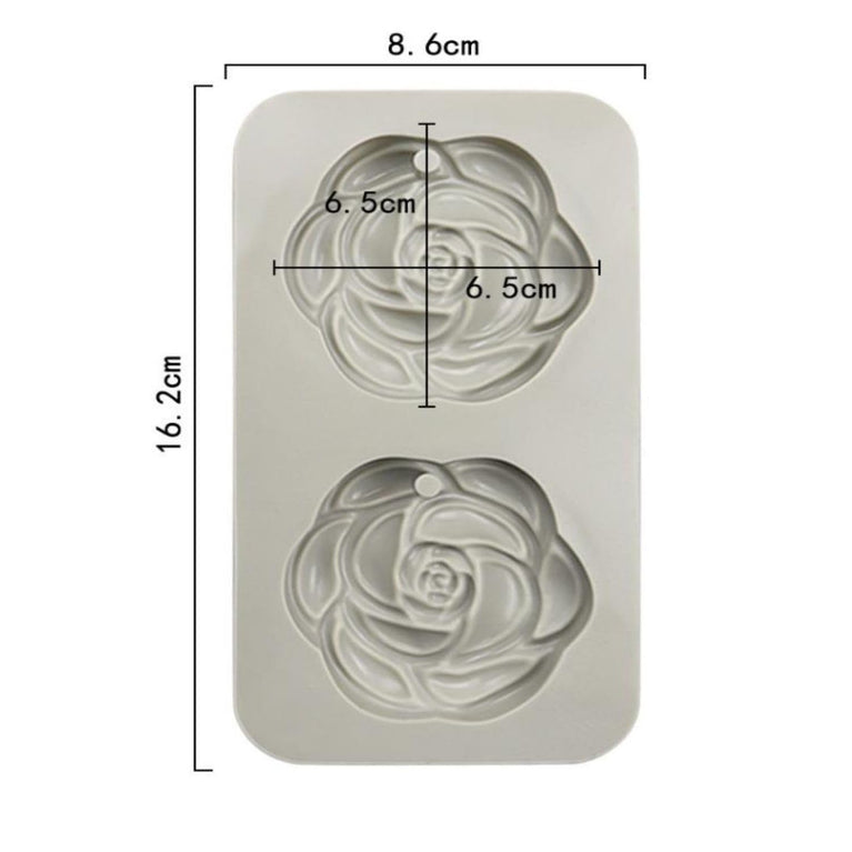SNOOGG Twin Bloom Rose Silicone Mold 2 Cavity Epoxy Resin Eco Gypsum Alternate to Jesmonite Casting for Soap Making Wax Melts Scented Tablets Ornaments and DIY Crafting