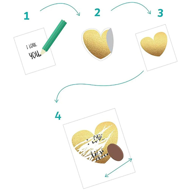 SNOOGG 300 Heart 1-Inch Gold DIY Scratch Off Stickers - Heart Shape Perfect for Party Games, Wedding Favors, Reward Charts, DIY Crafts, Events & More