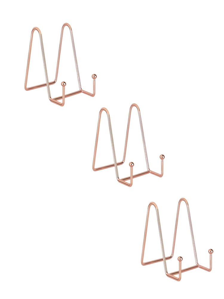 snoogg pack of 3 display stands rose gold plate stands metal frame holder with size 4 inch