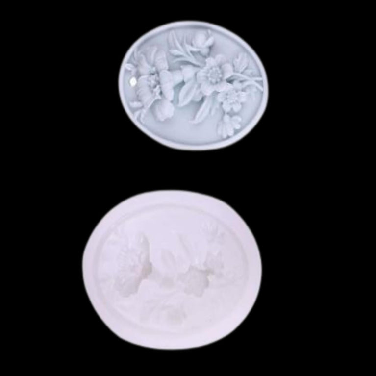 SNOOGG Spring Blossom Floral Silicone Mold Oval Epoxy Resin Eco Gypsum Alternate to Jesmonite Casting for Soap Making Wax Melts and Decorative Crafts