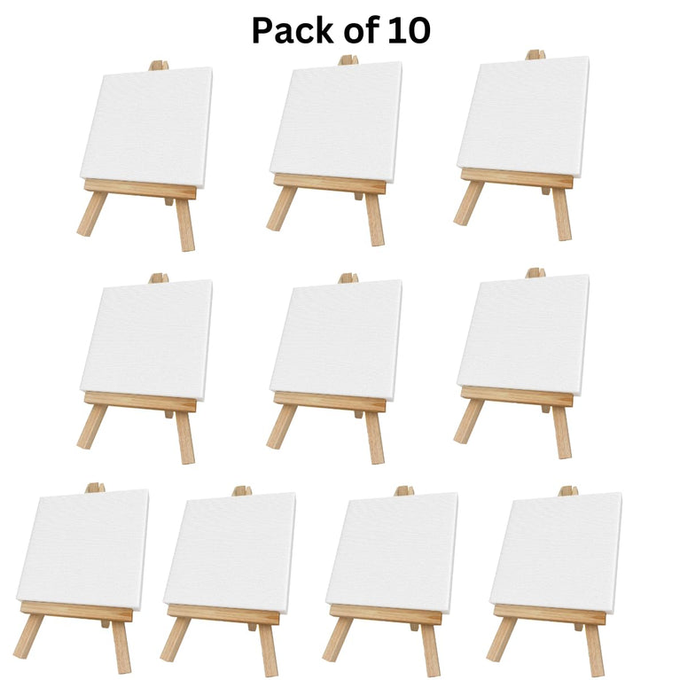 mini canvases with 5 inch easel sets for painting small art stretched canvases panels pack