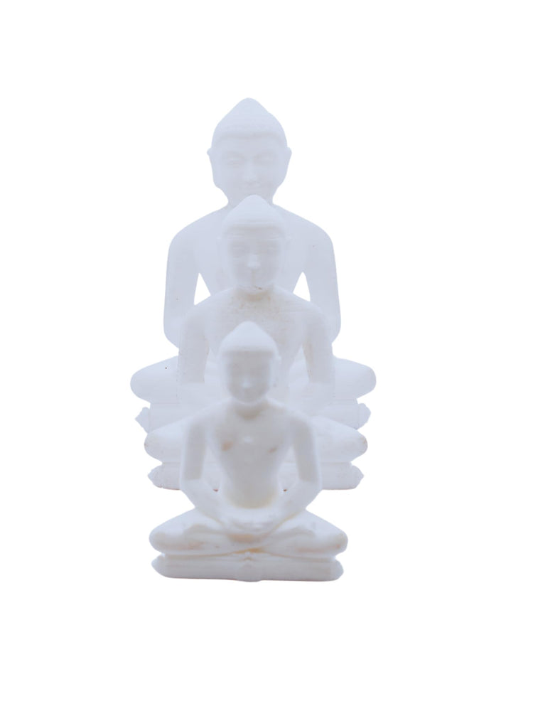 snoogg 3d white 1 each of 5 4 and 3 inch mahaveer jain mahavir swami murti statue idol scul