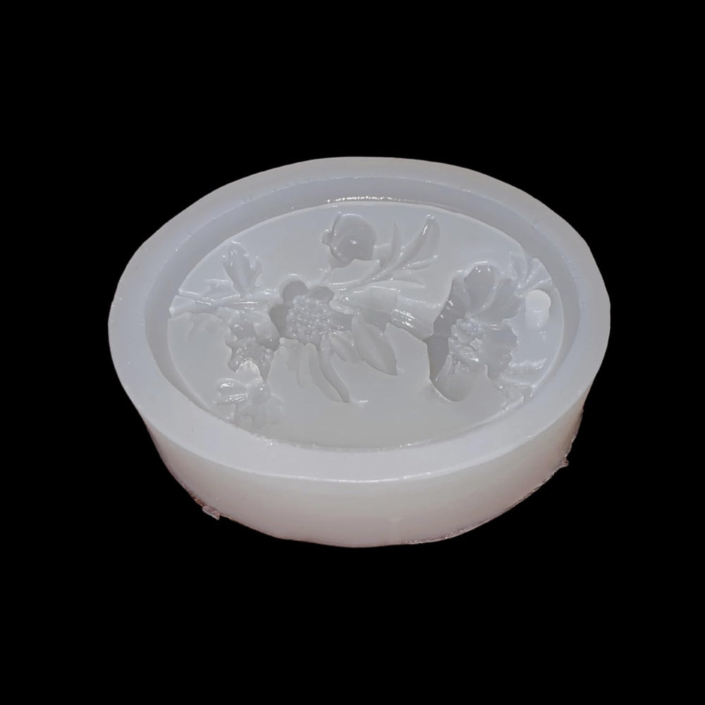 SNOOGG Spring Blossom Floral Silicone Mold Oval Epoxy Resin Eco Gypsum Alternate to Jesmonite Casting for Soap Making Wax Melts and Decorative Crafts