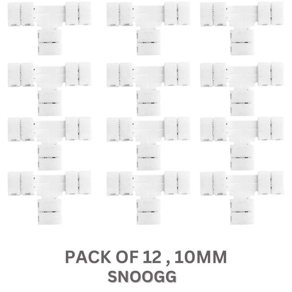 snoogg 12 pack t shape 2 pin 10 mm rgb led light strip corner connectors solderless and gap