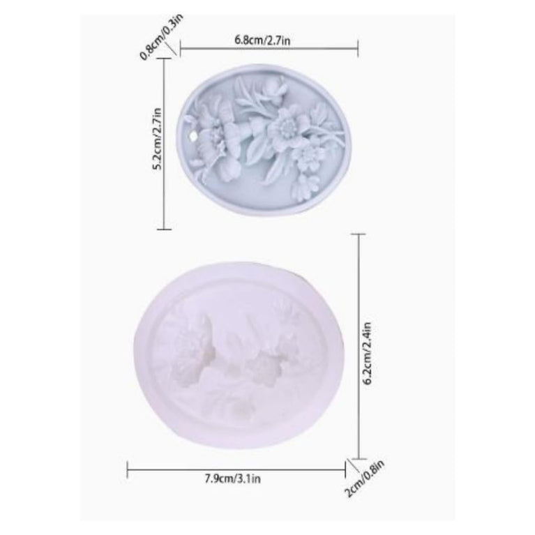 SNOOGG Spring Blossom Floral Silicone Mold Oval Epoxy Resin Eco Gypsum Alternate to Jesmonite Casting for Soap Making Wax Melts and Decorative Crafts