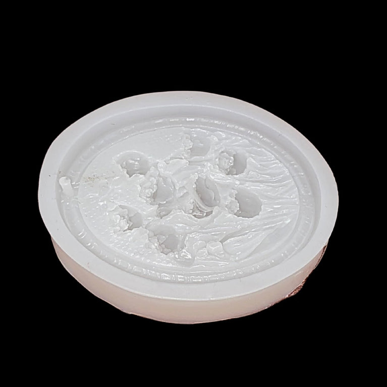 SNOOGG Ocean Treasures Silicone Mold Round Seascape Shells and Coral Epoxy Resin Eco Gypsum Alternate to Jesmonite Casting for Soap Wax Melts and Coastal Crafts