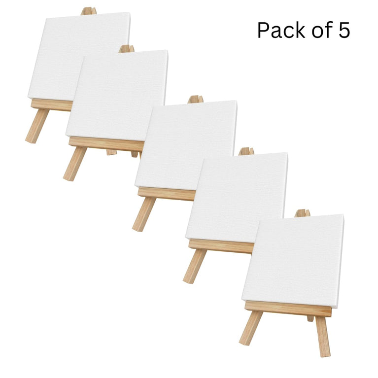mini canvases with 5 inch easel sets for painting small art stretched canvases panels pack