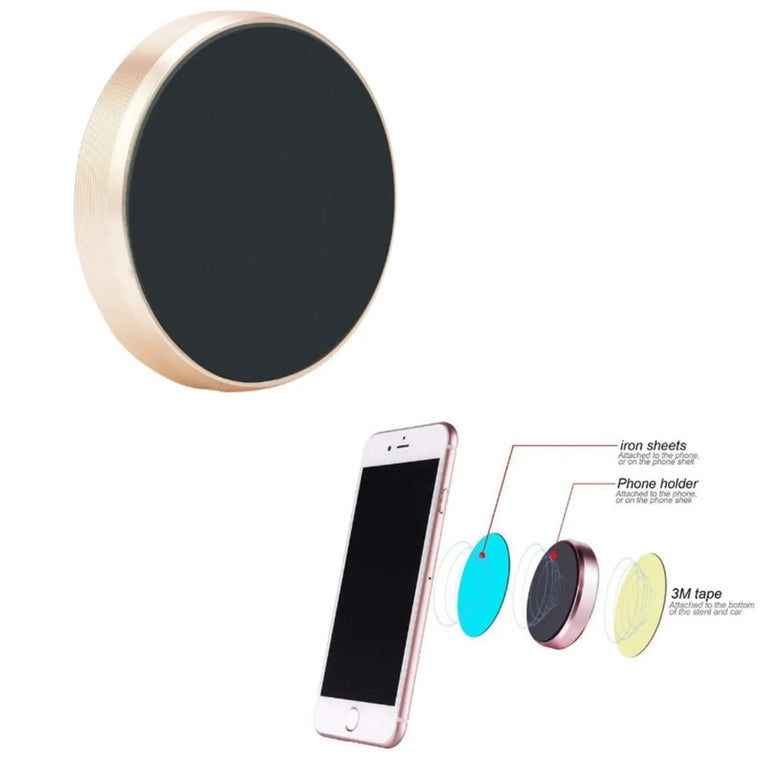 SNOOGG Strong Magnetic Mounts 1 Pack Gold with 3M Adhesive. Flat Cell Phone Holder for Car Dashboard, Wall, Mirror. Cute Stick on Universal Kit for Tablets, Smartphones for Girls, Women (1)