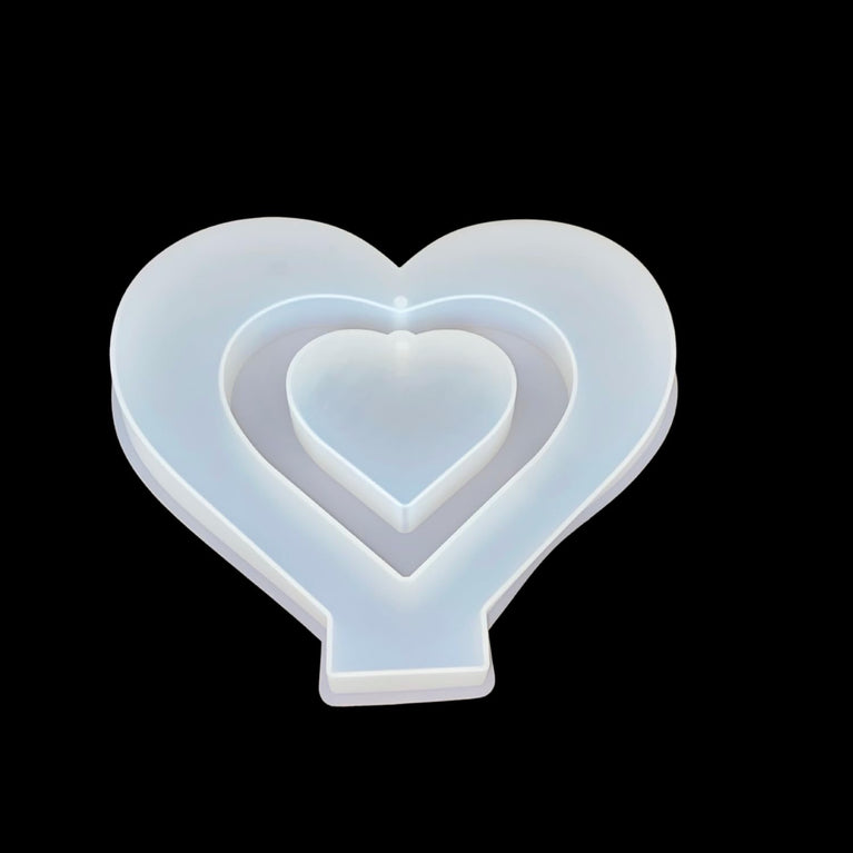 SNOOGG Heart and Tray Silicone Mold Set Layered Heart and Rectangular Dish Epoxy Resin Eco Gypsum Alternate to Jesmonite Casting for DIY Organizers and Crafts