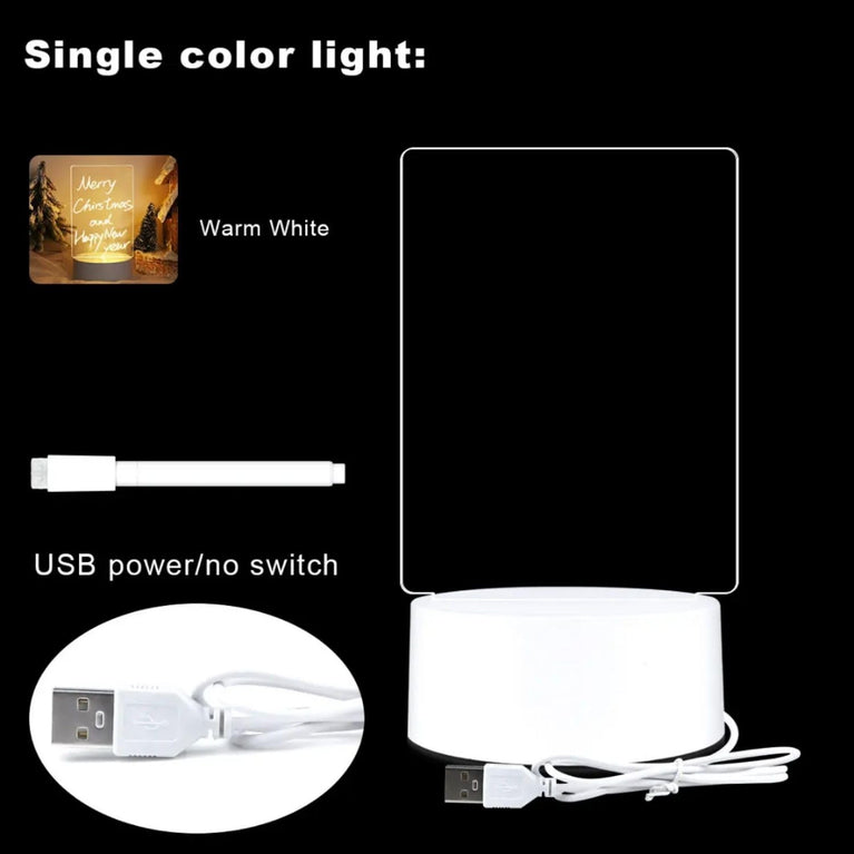SNOOGG 6X8 Round LED Note Board: 7 Color Crack Base, Touch Control Erasable Writing Tablet. Luminous USB/Battery Design for Creative Gifts, Desk