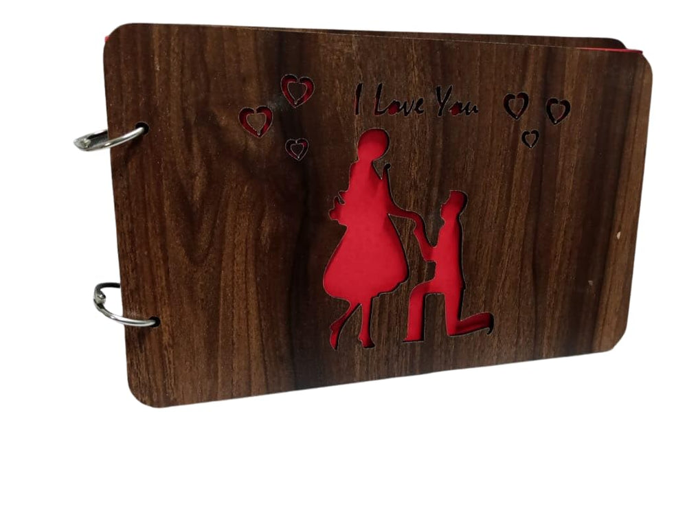 snoogg wooden front and back cover scrapbook with 60 black page photo album rectangle 10x6