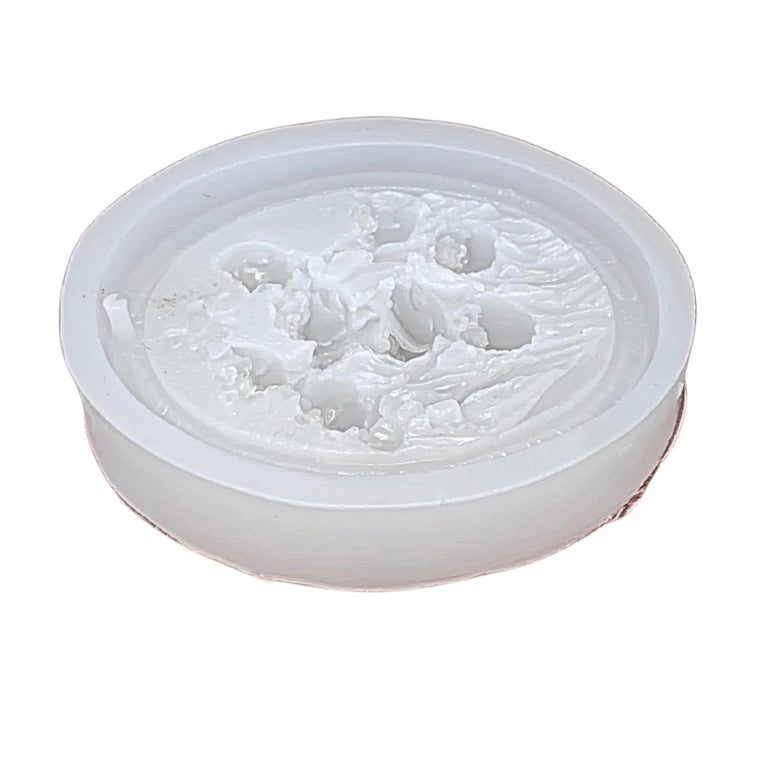 SNOOGG Ocean Treasures Silicone Mold Round Seascape Shells and Coral Epoxy Resin Eco Gypsum Alternate to Jesmonite Casting for Soap Wax Melts and Coastal Crafts