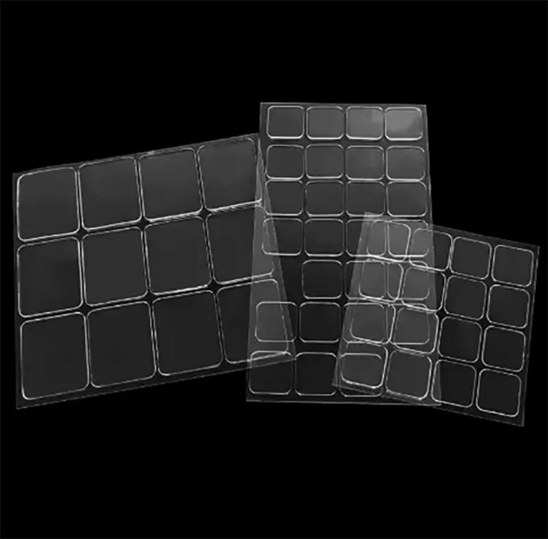 SNOOGG Nano Dot Stickers: Clear Round & Square Double-Sided Gel Adhesive, Removable & Reusable Multipurpose Dots for Wood, Glass, Walls, Crafts, Party & Festive Decor (70, 15 MM)