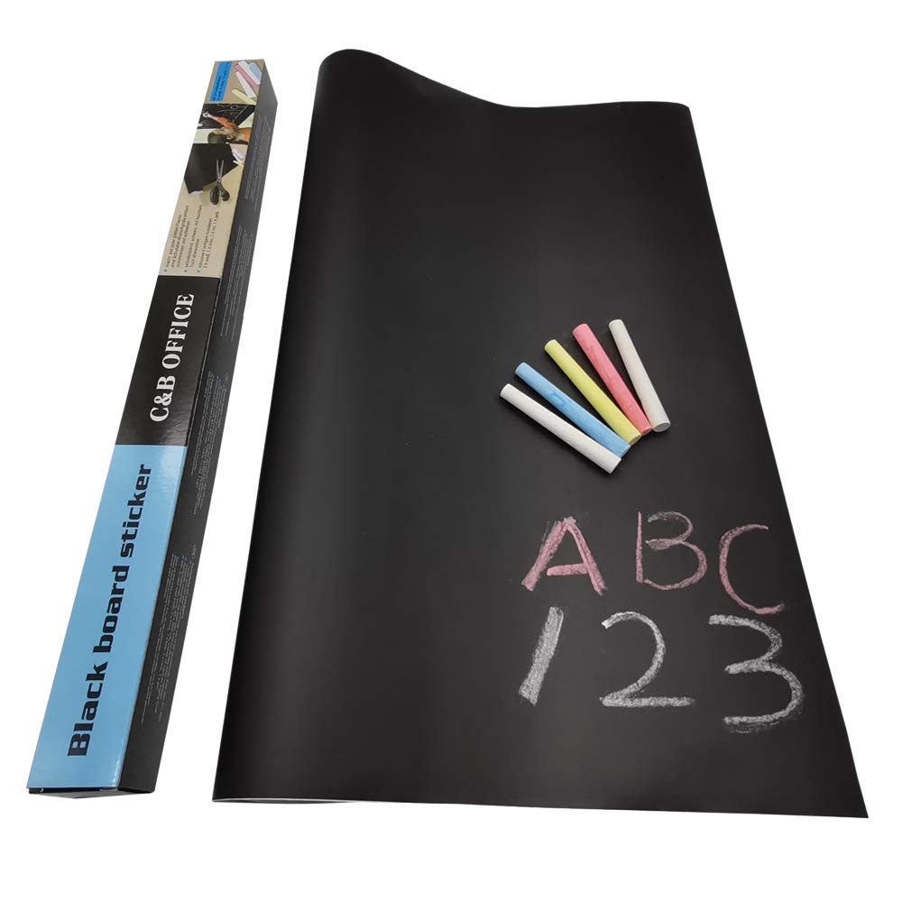 snoogg removable chalkboard contact paper roll with 5 colorful chalks self adhesive blackbo