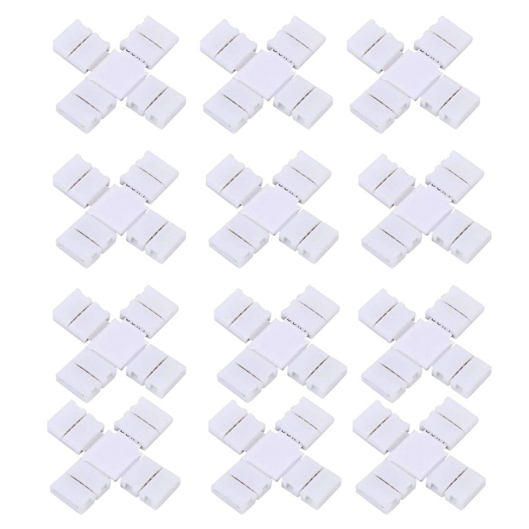 snoogg 8 mm 12 pack plus 4 way 4 pin rgb led light strip corner connectors right angle sold