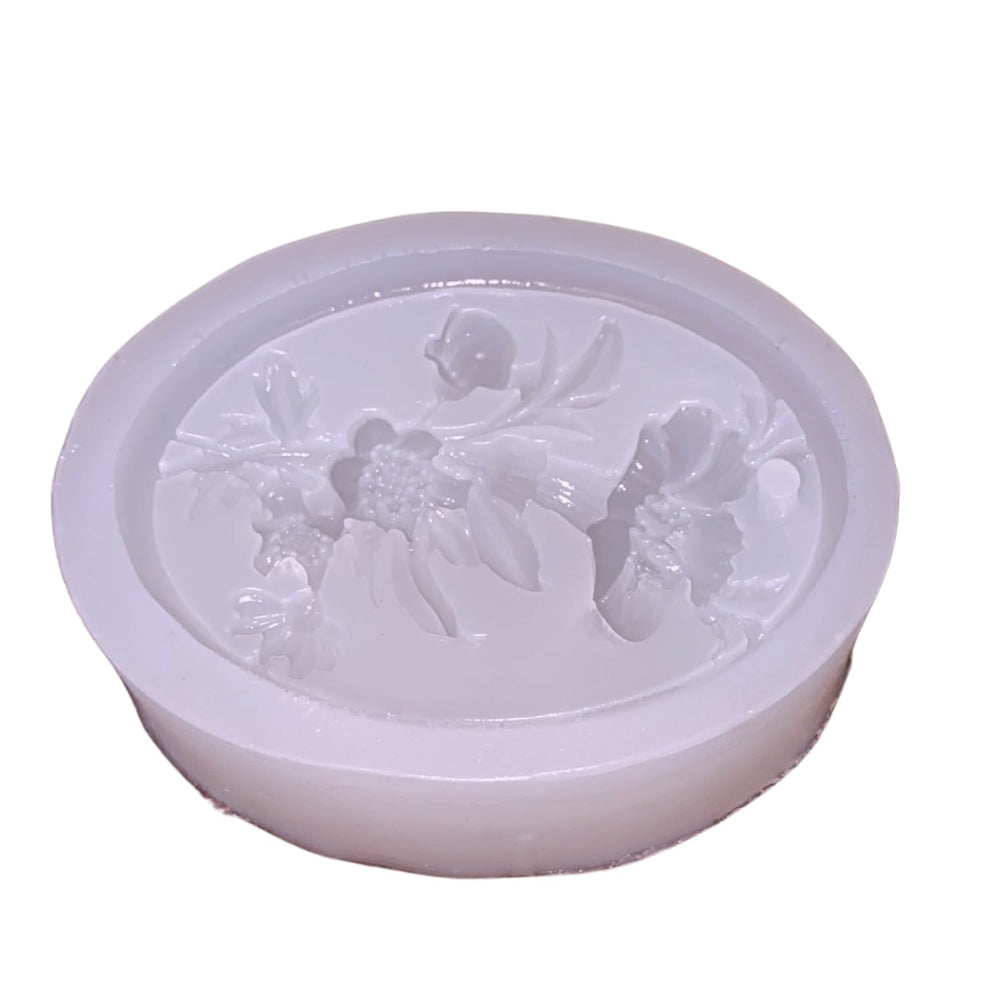 SNOOGG Spring Blossom Floral Silicone Mold Oval Epoxy Resin Eco Gypsum Alternate to Jesmonite Casting for Soap Making Wax Melts and Decorative Crafts