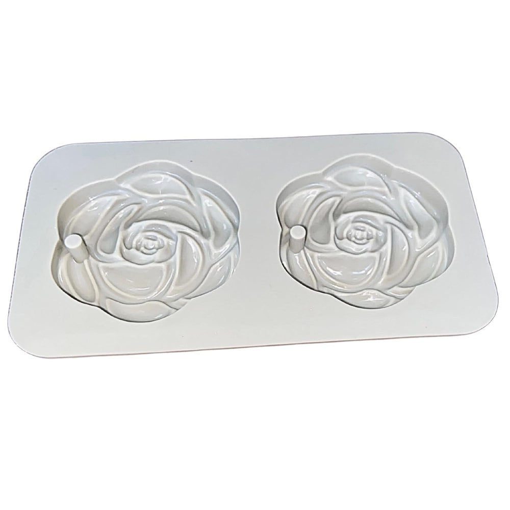 SNOOGG Twin Bloom Rose Silicone Mold 2 Cavity Epoxy Resin Eco Gypsum Alternate to Jesmonite Casting for Soap Making Wax Melts Scented Tablets Ornaments and DIY Crafting