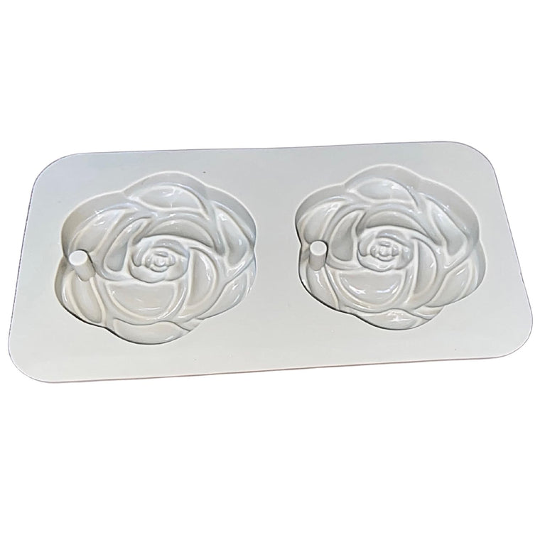 SNOOGG Twin Bloom Rose Silicone Mold 2 Cavity Epoxy Resin Eco Gypsum Alternate to Jesmonite Casting for Soap Making Wax Melts Scented Tablets Ornaments and DIY Crafting