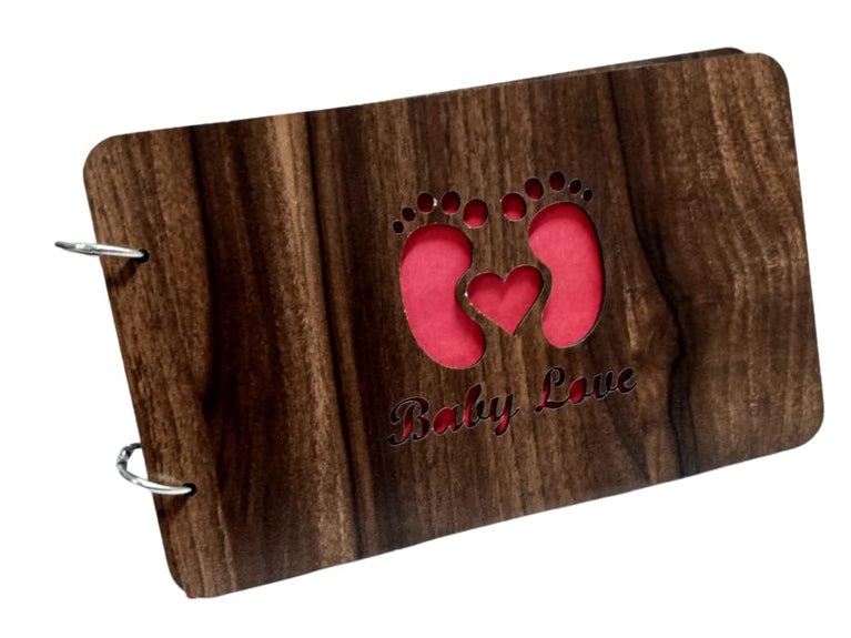 snoogg wooden front and back cover scrapbook with 60 black page photo album rectangle 10x6