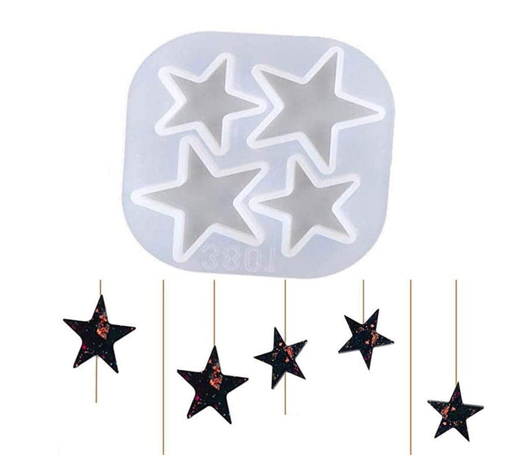 snoogg â„¢pack of one sun design and 4 cavity star silicone moulds use for resin casting fo