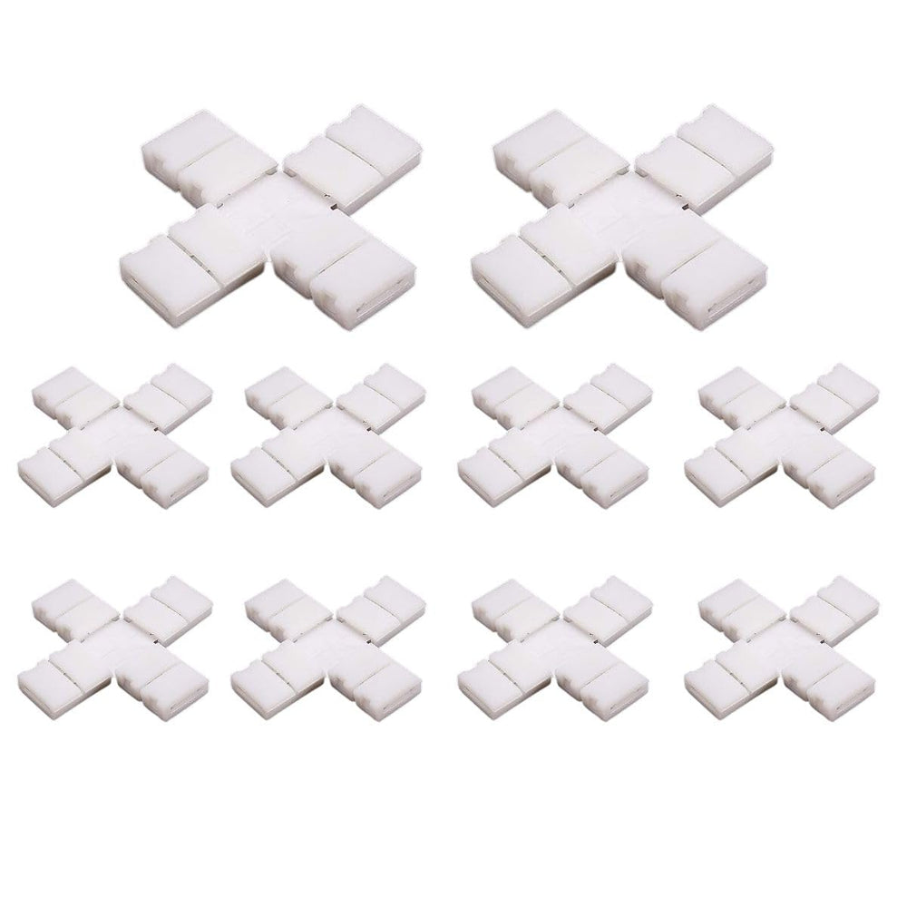 snoogg 10 pack plus shape 2 pin 10 mm rgb led light strip corner connectors solderless and