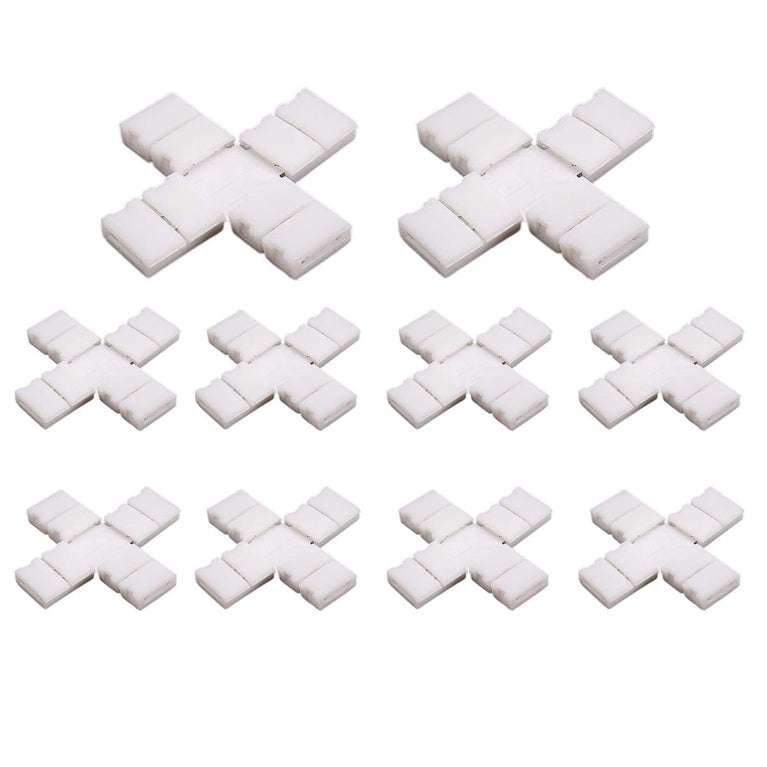 snoogg 10 pack plus shape 2 pin 10 mm rgb led light strip corner connectors solderless and