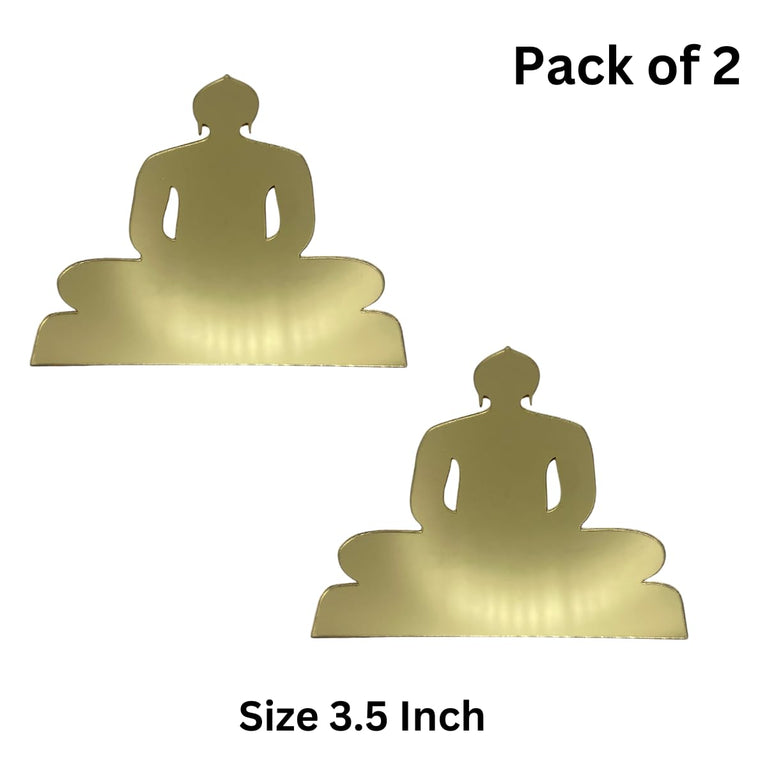 SNOOGG Size 3.5 Inch Golden Acrylic cutout of 24 Thirthankar Lord Mahavir swami pack of 2