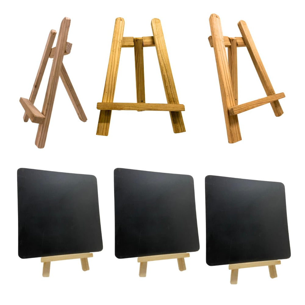 snoogg 3 piece tabletop chalkboard set with wood easel stand of 12 inch perfect for wedding