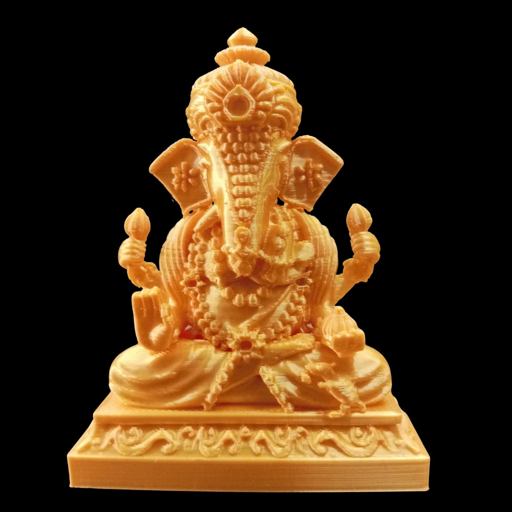 SNOOGG  5 Inch Lord Ganesh Statue 3D Gold Sculpture for Hindu Religion, Ideal for Art & Craft, Gifting, Return Gift, Temple, Decoration, and DIY